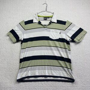 Oakley Y2K Men's Polo Shirt Green / White Striped Short Sleeve Size XL Golf